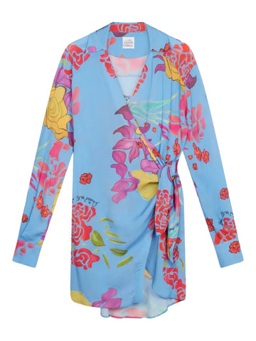 Donde Esteban Cielo Wrap Mini Dress