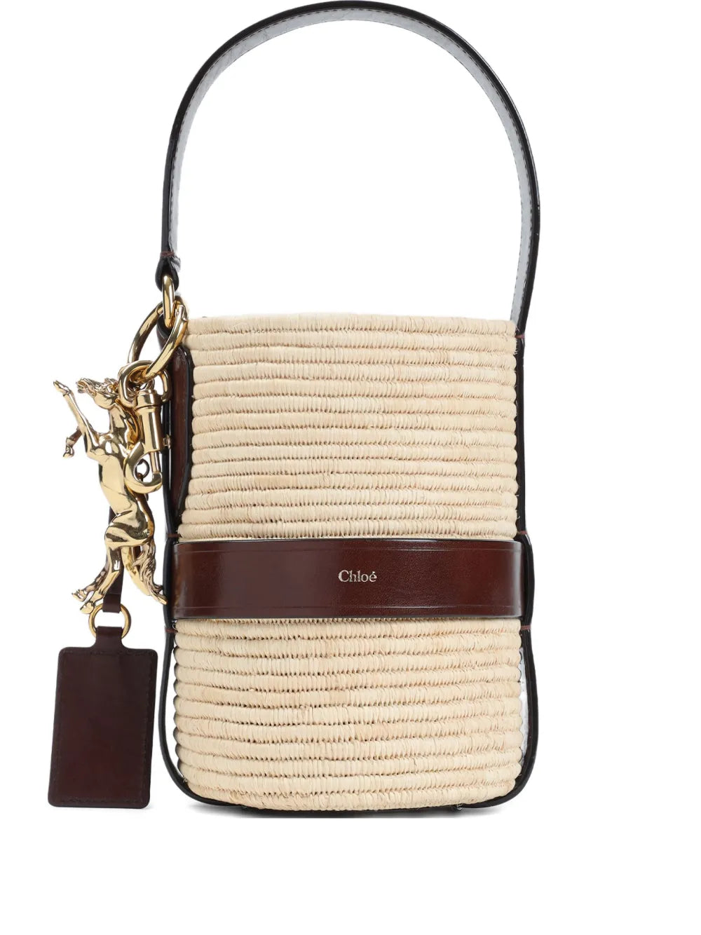 Chloe Logo Raffia Shoulder Bag
