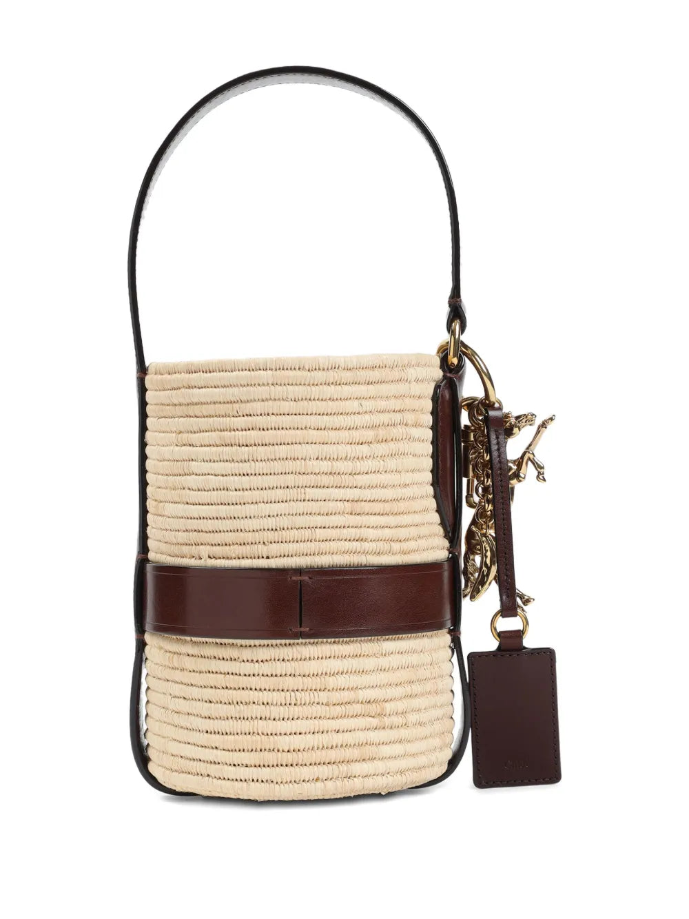 Chloe Logo Raffia Shoulder Bag