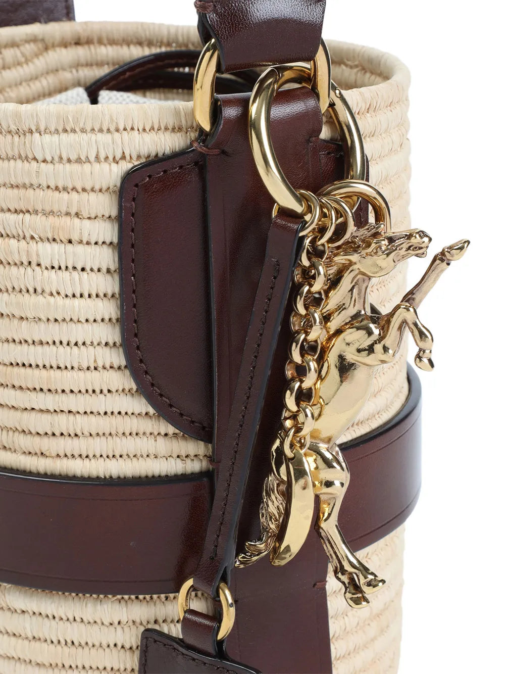 Chloe Logo Raffia Shoulder Bag
