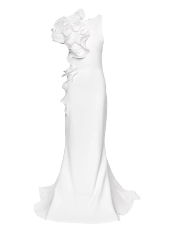 Ana Radu Ruffled Applique Gown