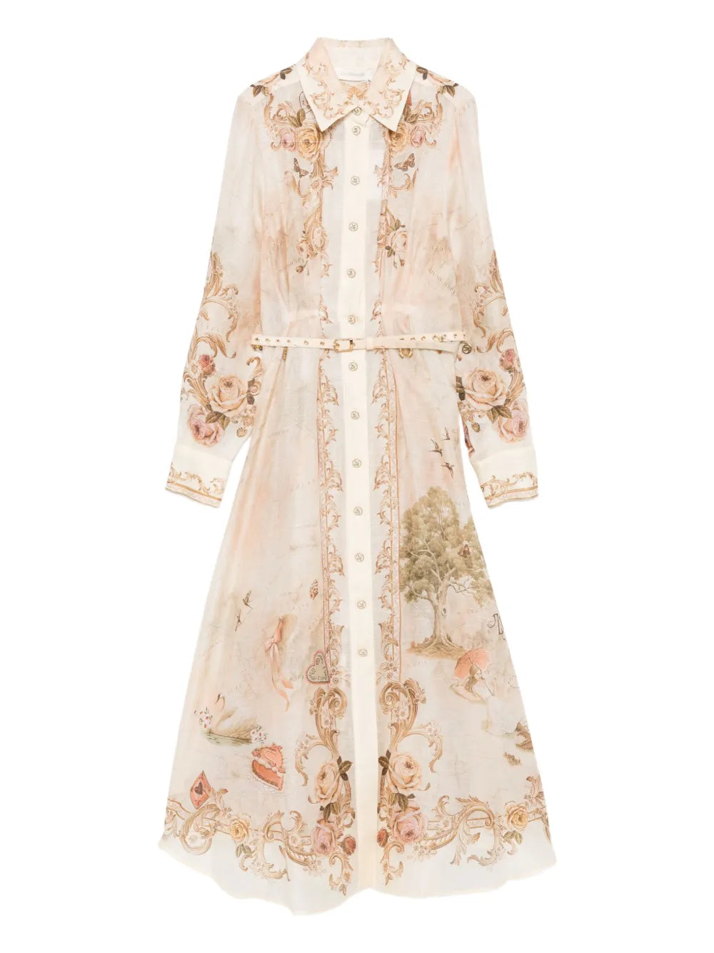 Zimmermann Floral Print Buttoned Midi Dress