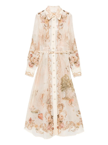 Zimmermann Floral Print Buttoned Midi Dress