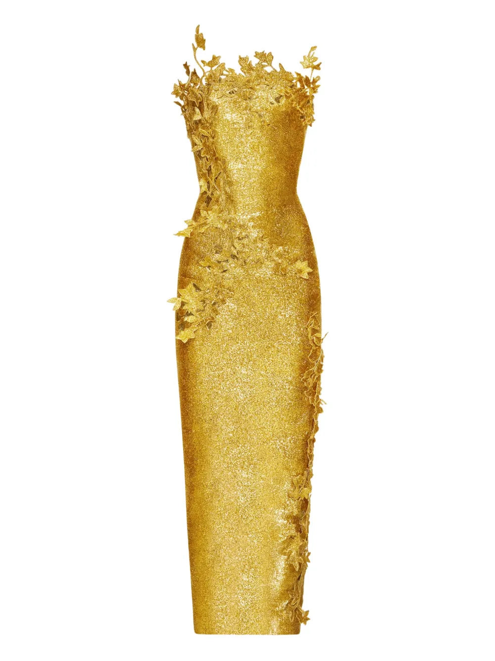 Oscar De La Renta Leaf Embellished Fitted Dress