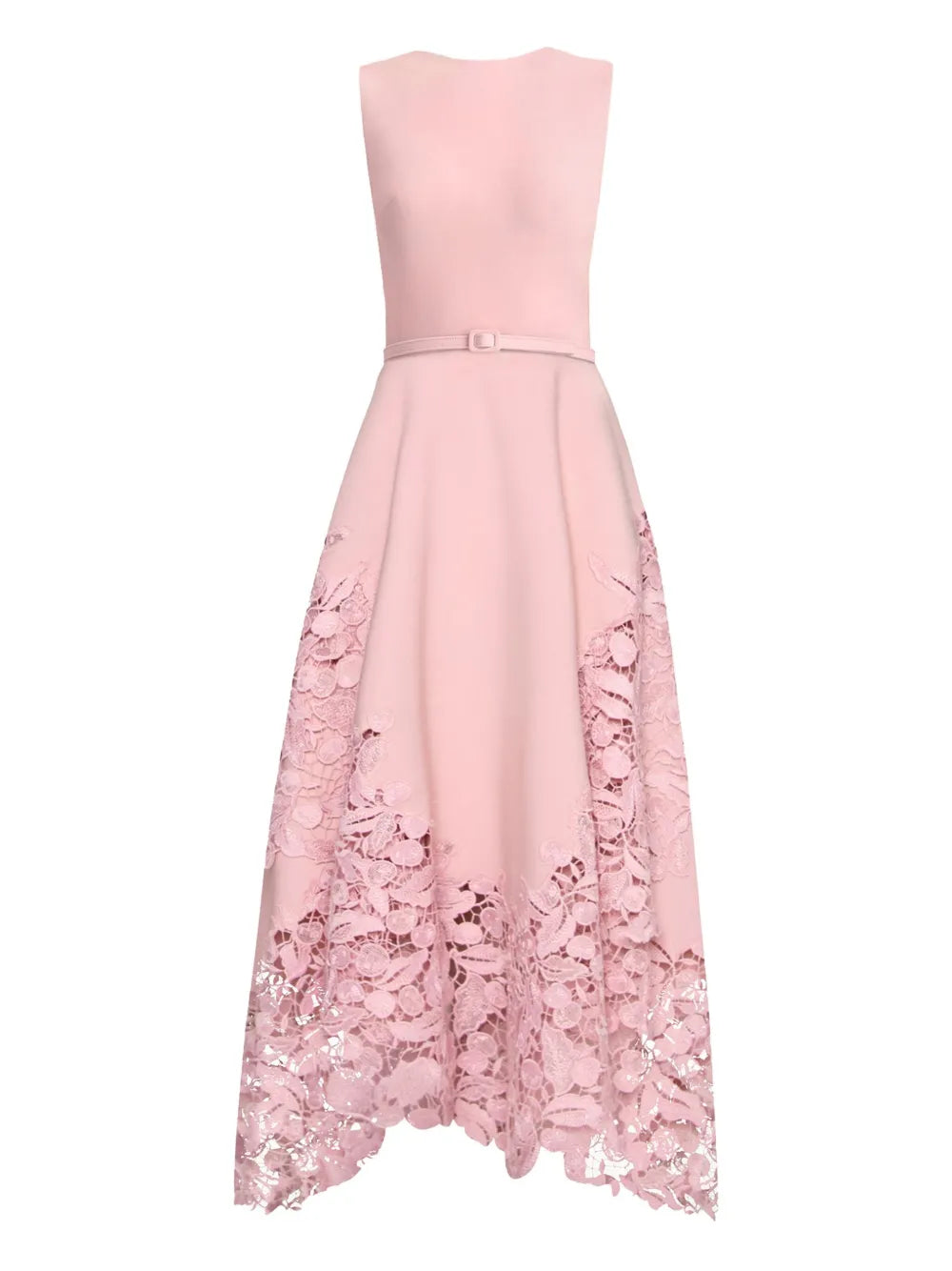 Oscar De La Renta Cherry Guipure Lace Midi Dress