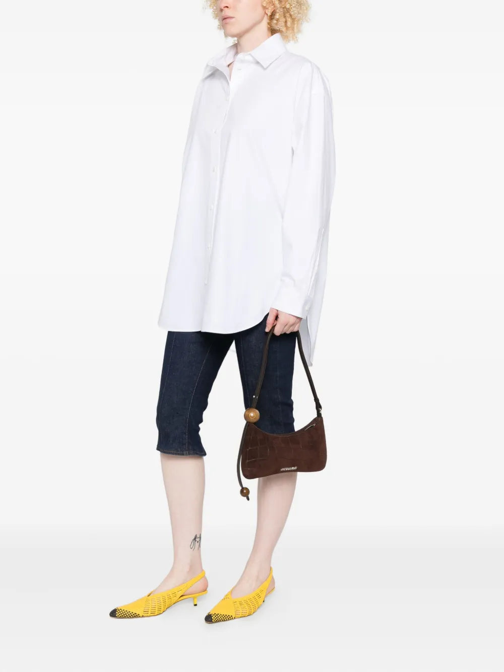 Jacquemus Le Bisou Crocodile Effect Wood Bead Shoulder Bag