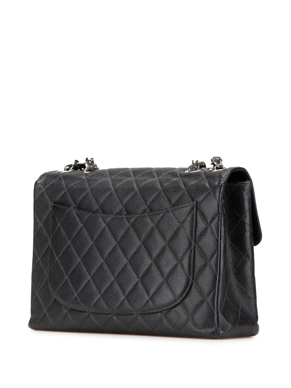 Chanel Pre Owned 2000 2002 Jumbo Quilted Caviar Single Flap Shoulder Bag