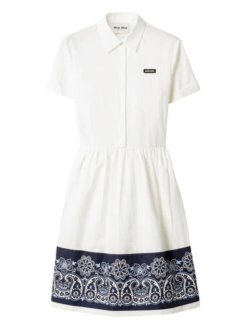 Miu Miu Bandana Print Poplin Midi Dress