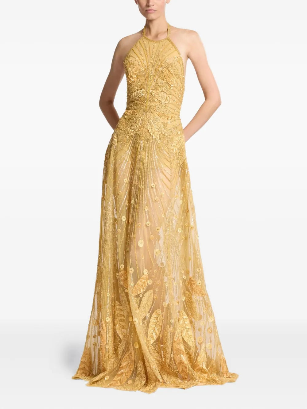 Elie Saab Beaded Halter Neck Dress
