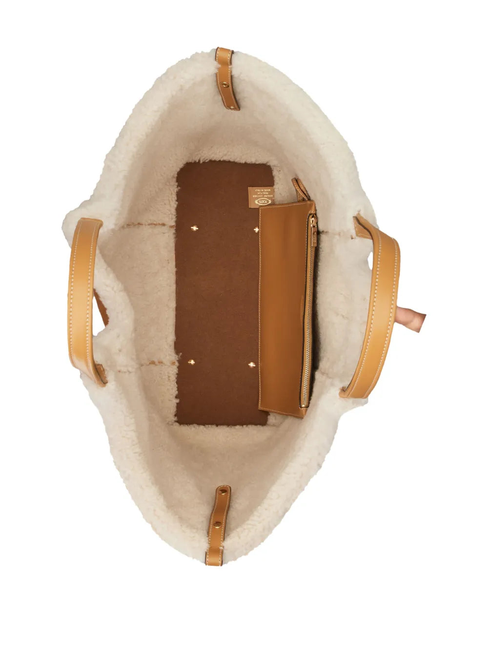 Tods Shearling Trimmed T Buckle Shoulder Bag