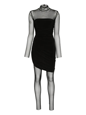 Norma Kamali Mesh Panelled Draped Mini Dress