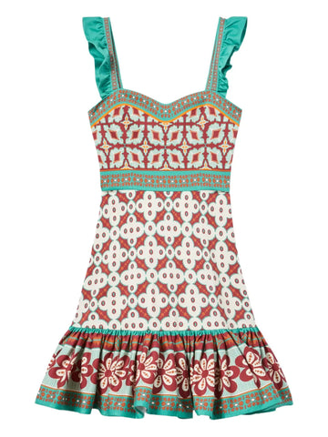 La Doublej Gingerbread Ruffled Printed Mini Dress