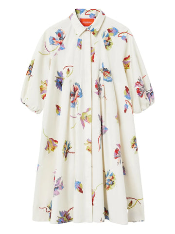 La Doublej Sunburst Floral Print Puff Sleeve Mini Dress