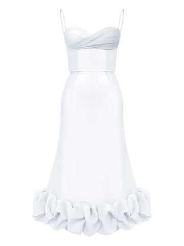 Post Meridiem Draped Bodice Flounced Bustier Dress