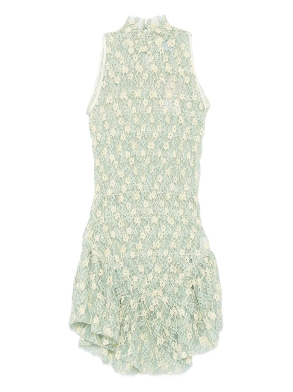 Roberta Einer Floral Lace High Neck Mini Dress