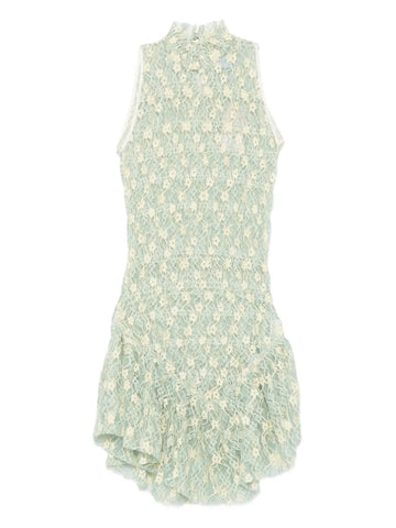 Roberta Einer Floral Lace High Neck Mini Dress