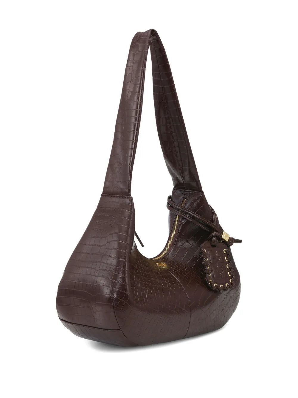 Ganni Medium Croc Embossed Shoulder Bag