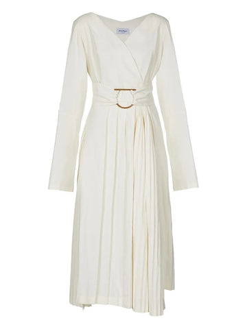 Ferragamo Pleated Detail Midi Dress