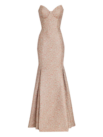 Olympiah Strapless Jacquard Trumpet Dress