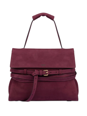 Moschino Medium Tie Me Suede Shoulder Bag
