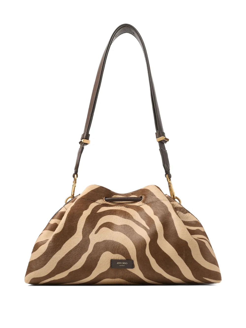 Jimmy Choo Medium Cinch Zebra Print Shoulder Bag