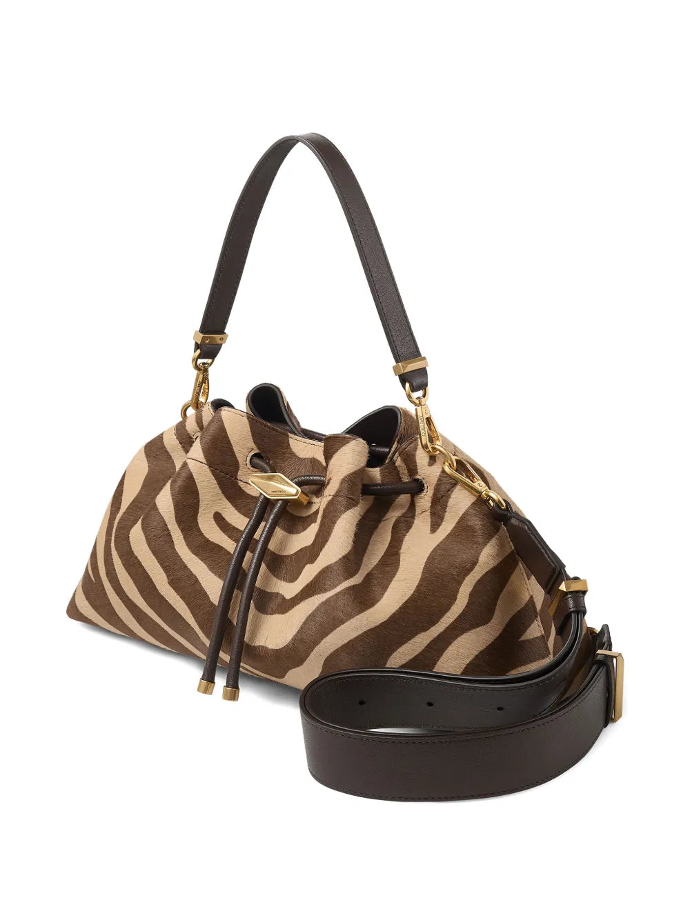 Jimmy Choo Medium Cinch Zebra Print Shoulder Bag