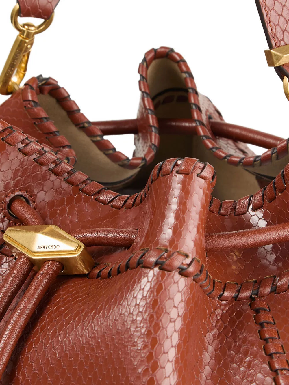 Jimmy Choo Cinch M Snakeskin Effect Leather Shoulder Bag