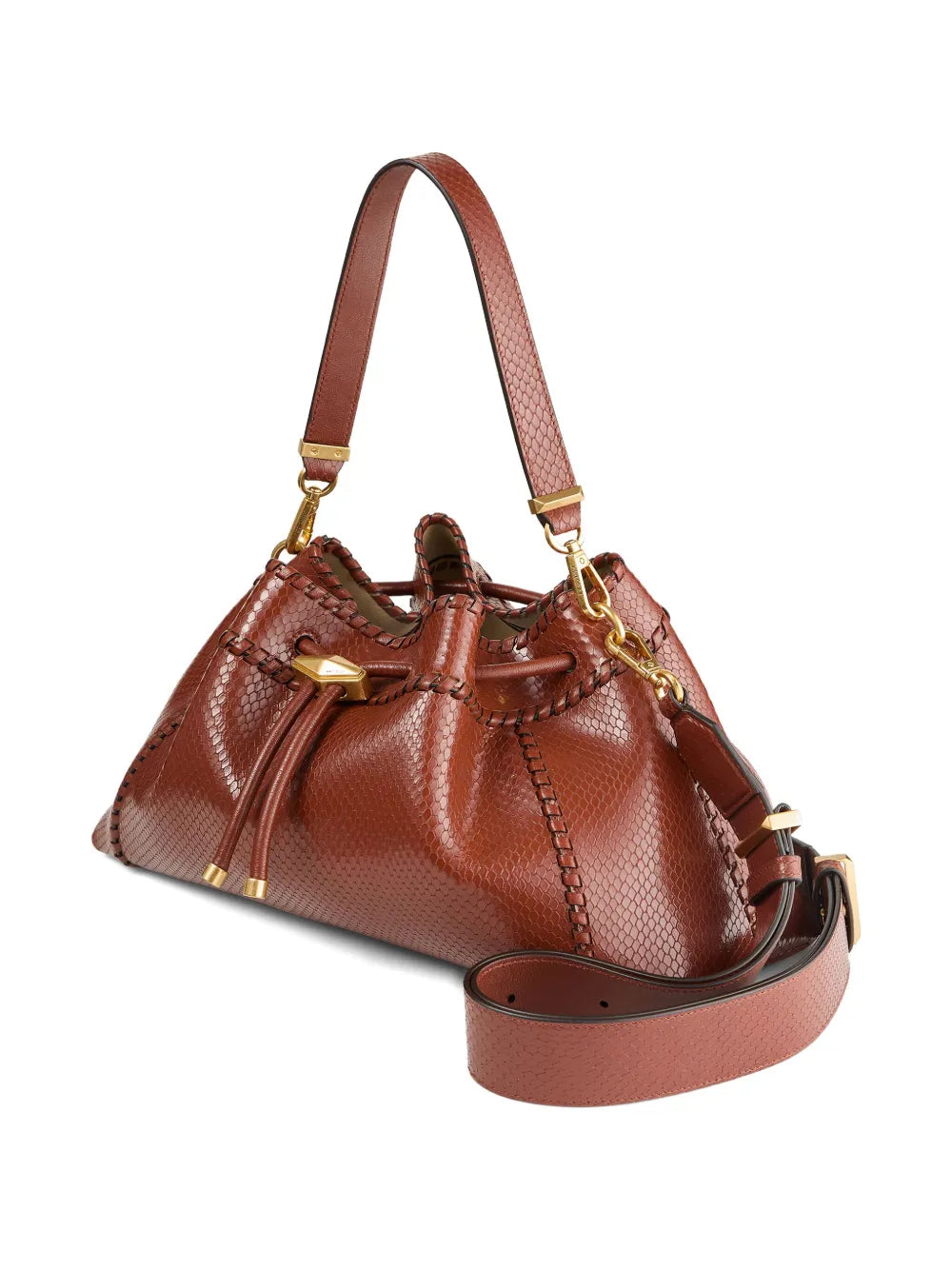 Jimmy Choo Cinch M Snakeskin Effect Leather Shoulder Bag