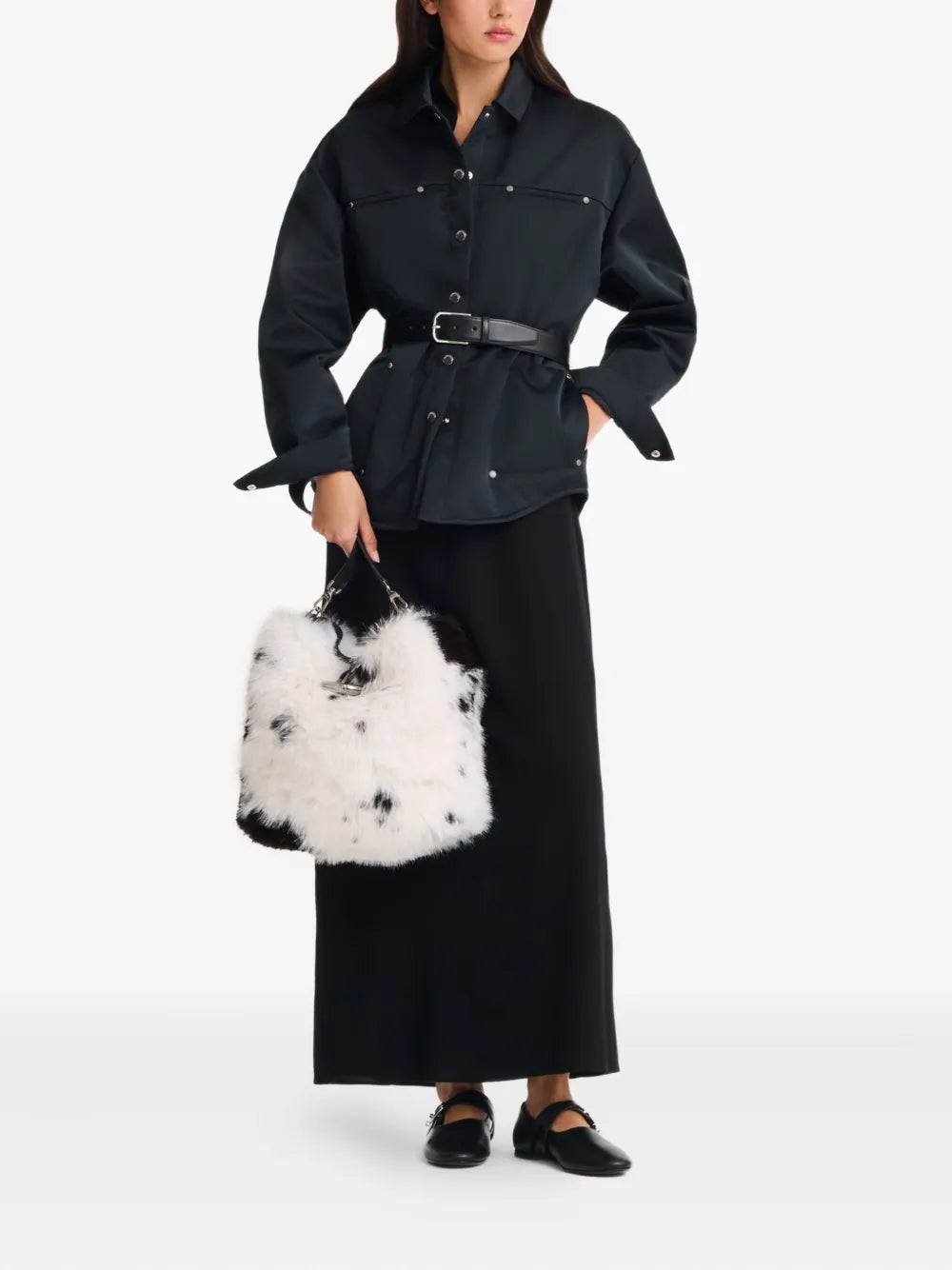 Longchamp Le Roseau Faux Fur Clasp Shoulder Bag