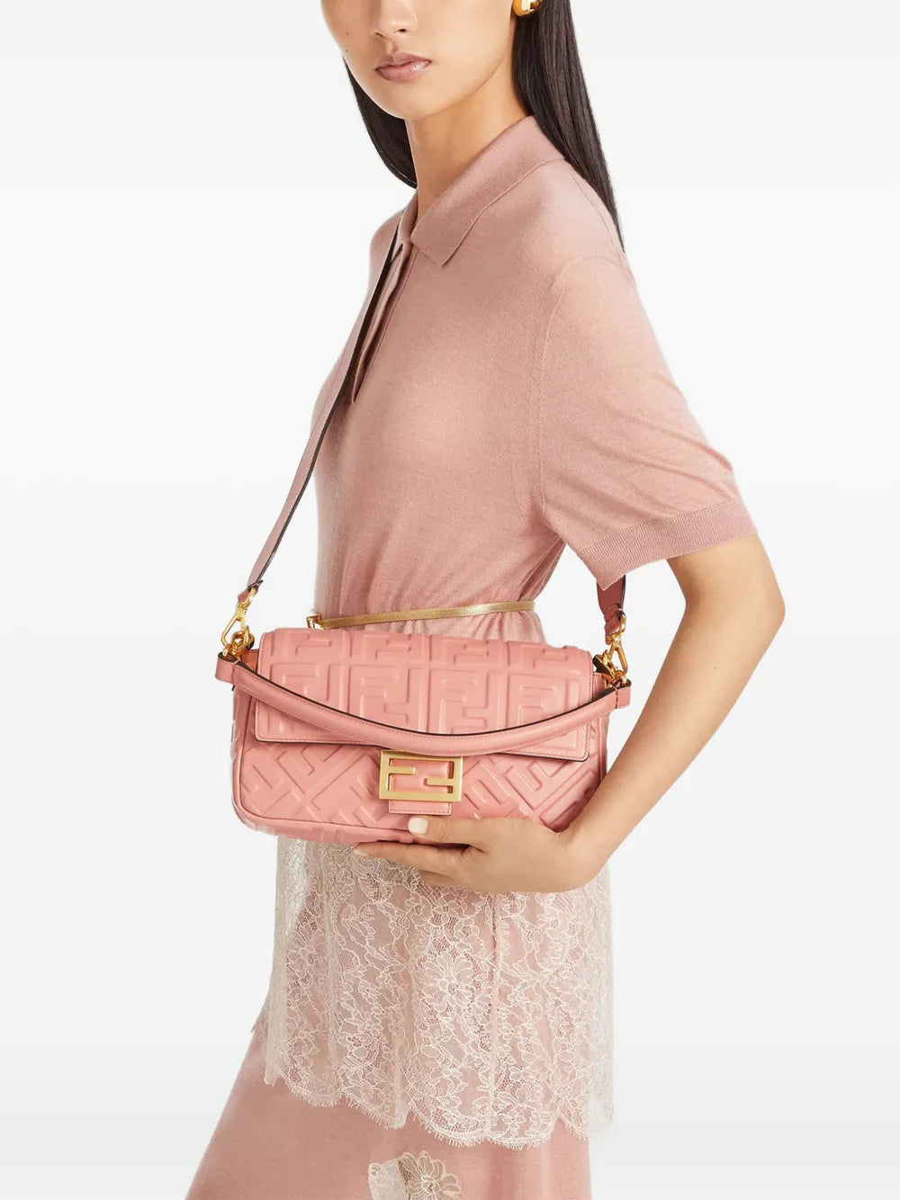Fendi Medium Baguette Ff Logo Quilted Shoulder Bag