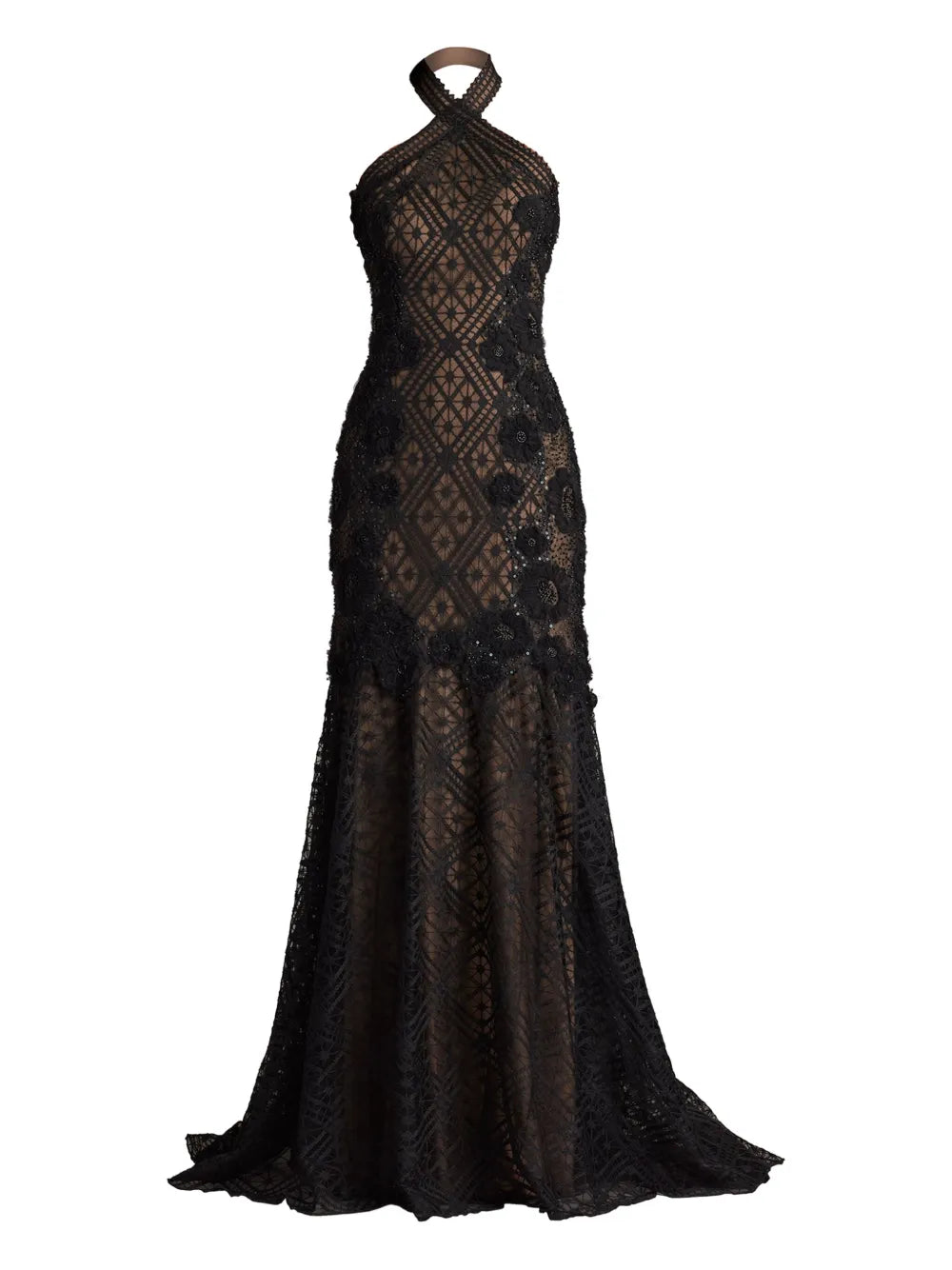Tadashi Shoji Beaded Lace Evening Gown