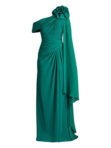 Tadashi Shoji Kamari Draped Off Shoulder Gown