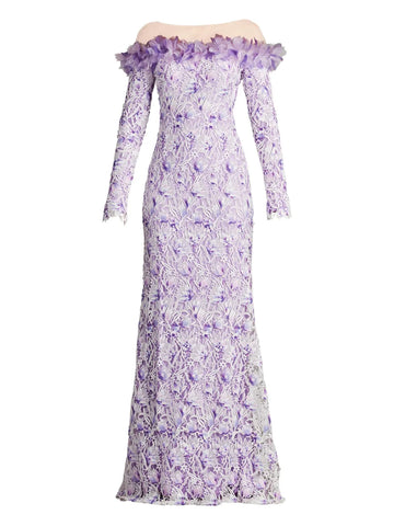 Tadashi Shoji Liora Off Shoulder Floral Lace Gown