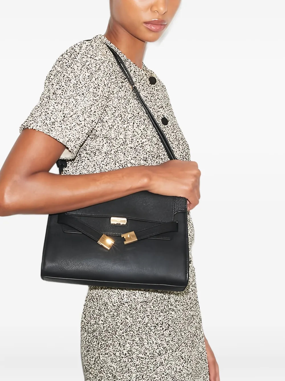 Tory Burch Lee Radziwill Pebble Leather Flap Shoulder Bag