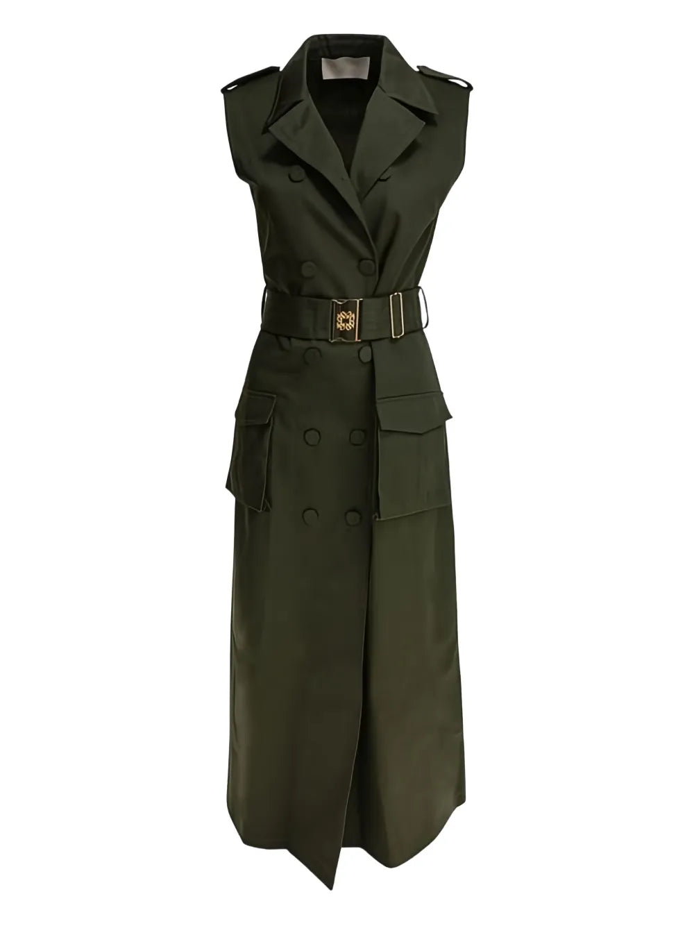 Elie Saab Belted Double Breasted Midi Dress