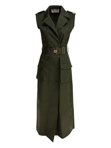 Elie Saab Belted Double Breasted Midi Dress