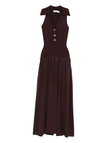 Self Portrait Self Portrait Ribbed Knit Midi Dress Brown