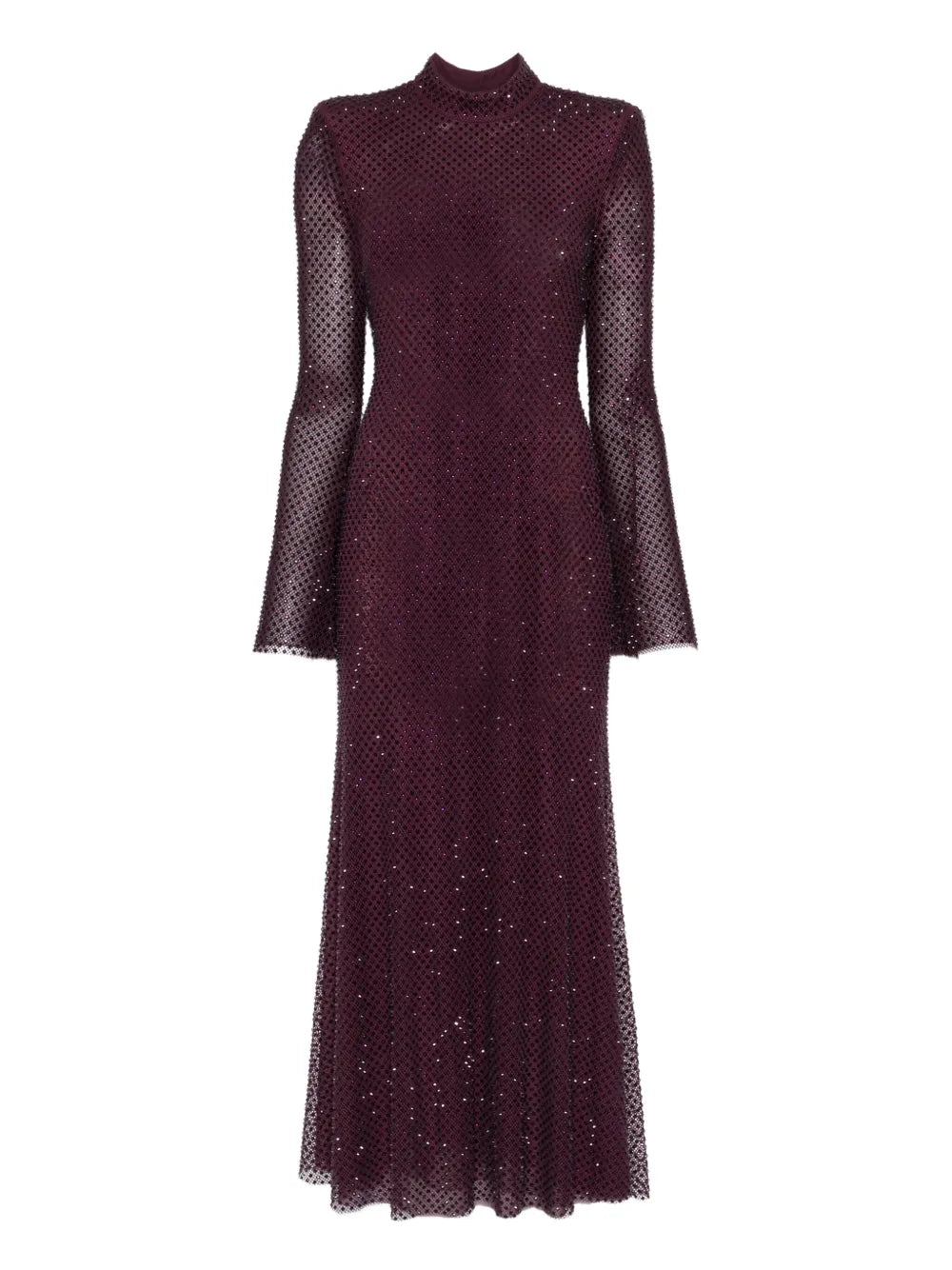 Self Portrait Rhinestone Embellished Mesh Midi Dress