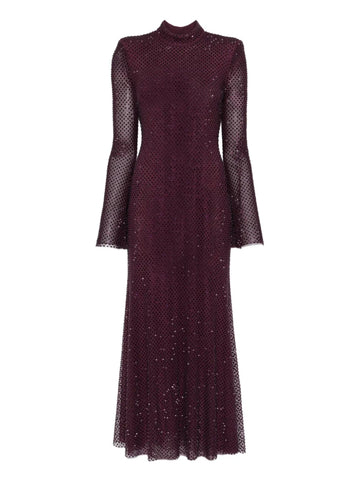 Self Portrait Rhinestone Embellished Mesh Midi Dress