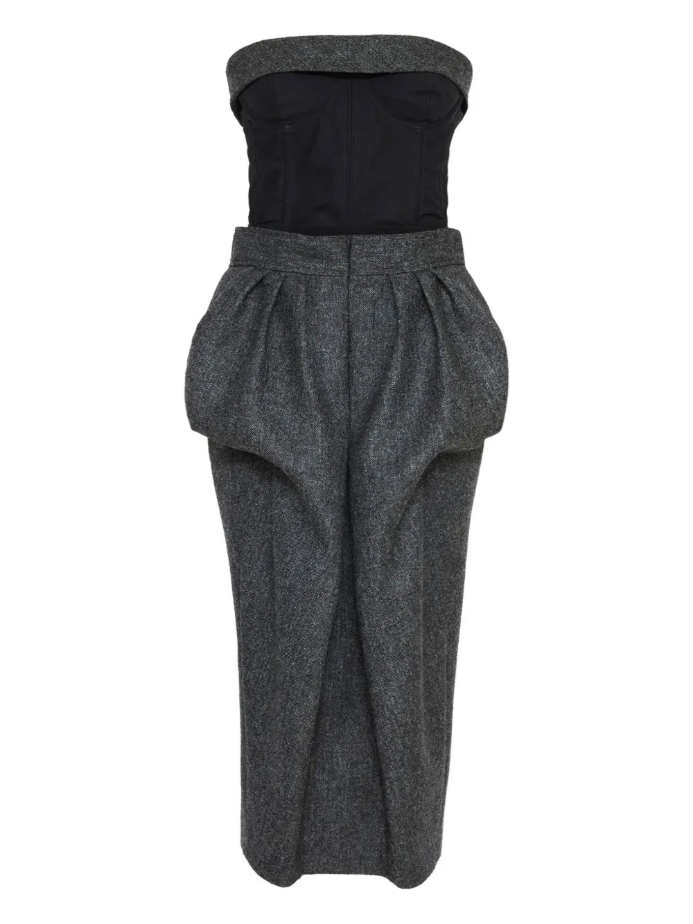 Maison Margiela Strapless Bubble Waist Midi Dress