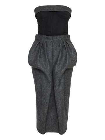 Maison Margiela Strapless Bubble Waist Midi Dress