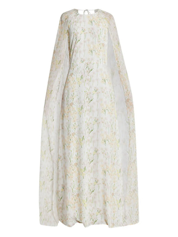 Bernadette Floral Print Cape Maxi Dress
