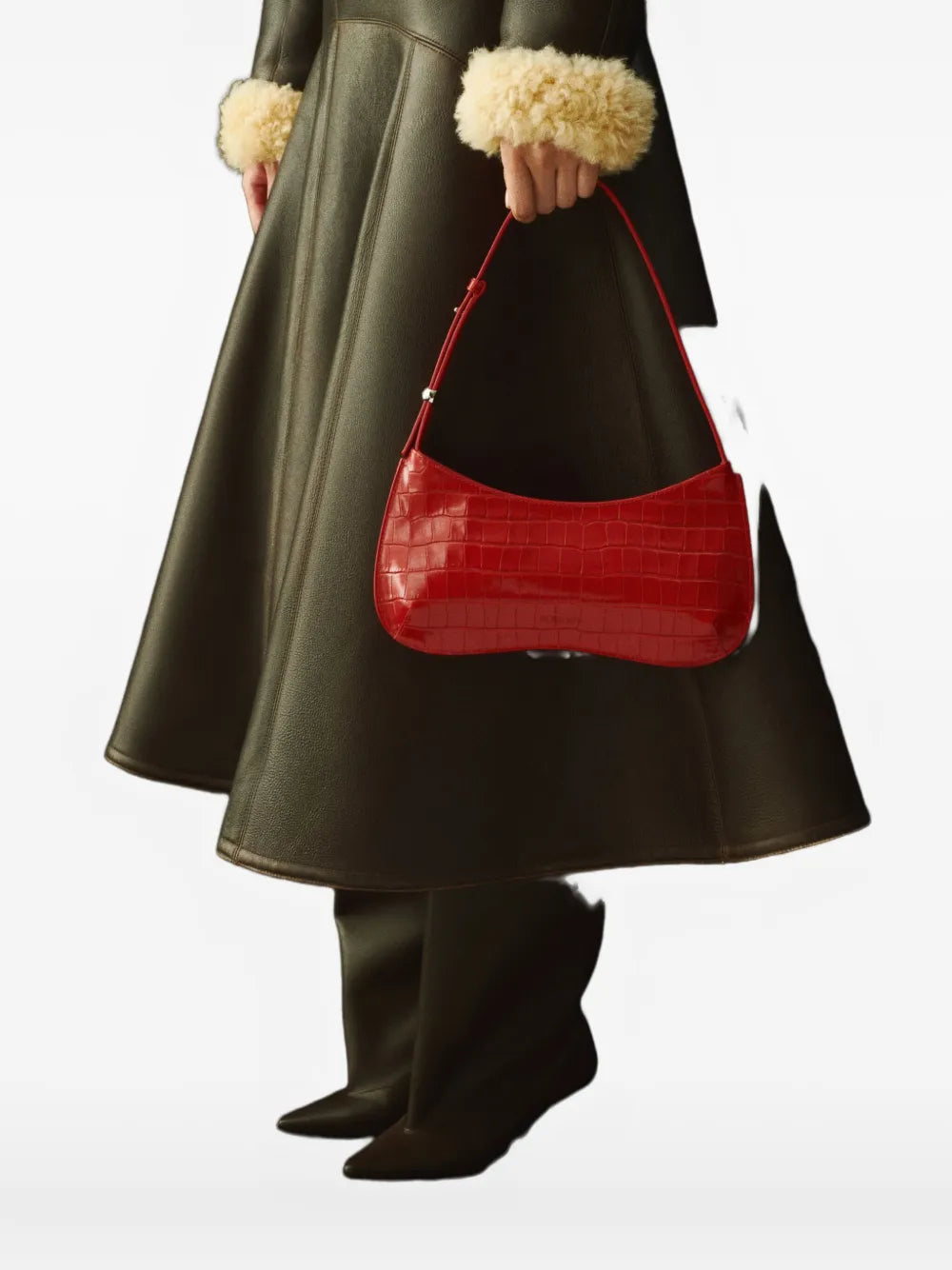 Jacquemus Le Bisou Crocodile Embossed Zip Shoulder Bag