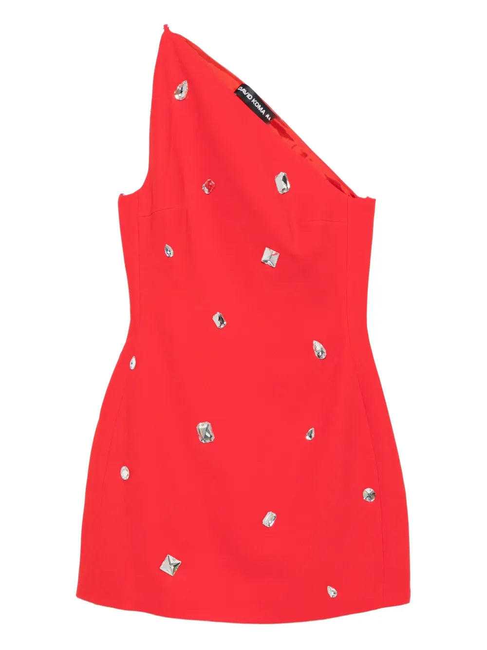 David Koma One Shoulder Crystal Embellished Mini Dress