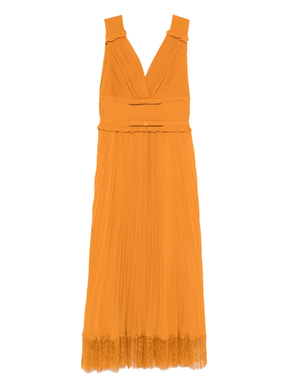 Self Portrait Pleated Lace Trimmed Dress