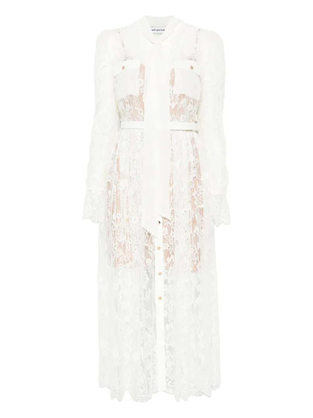 Self Portrait Lace Pussy Bow Midi Dress