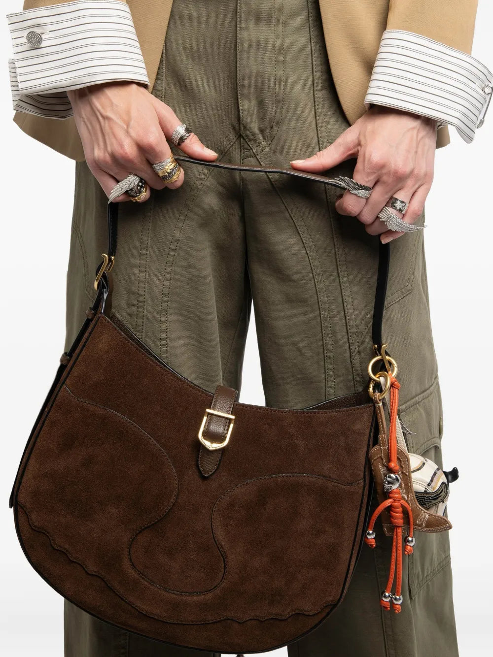 Zadigvoltaire Suede Curved Shoulder Bag