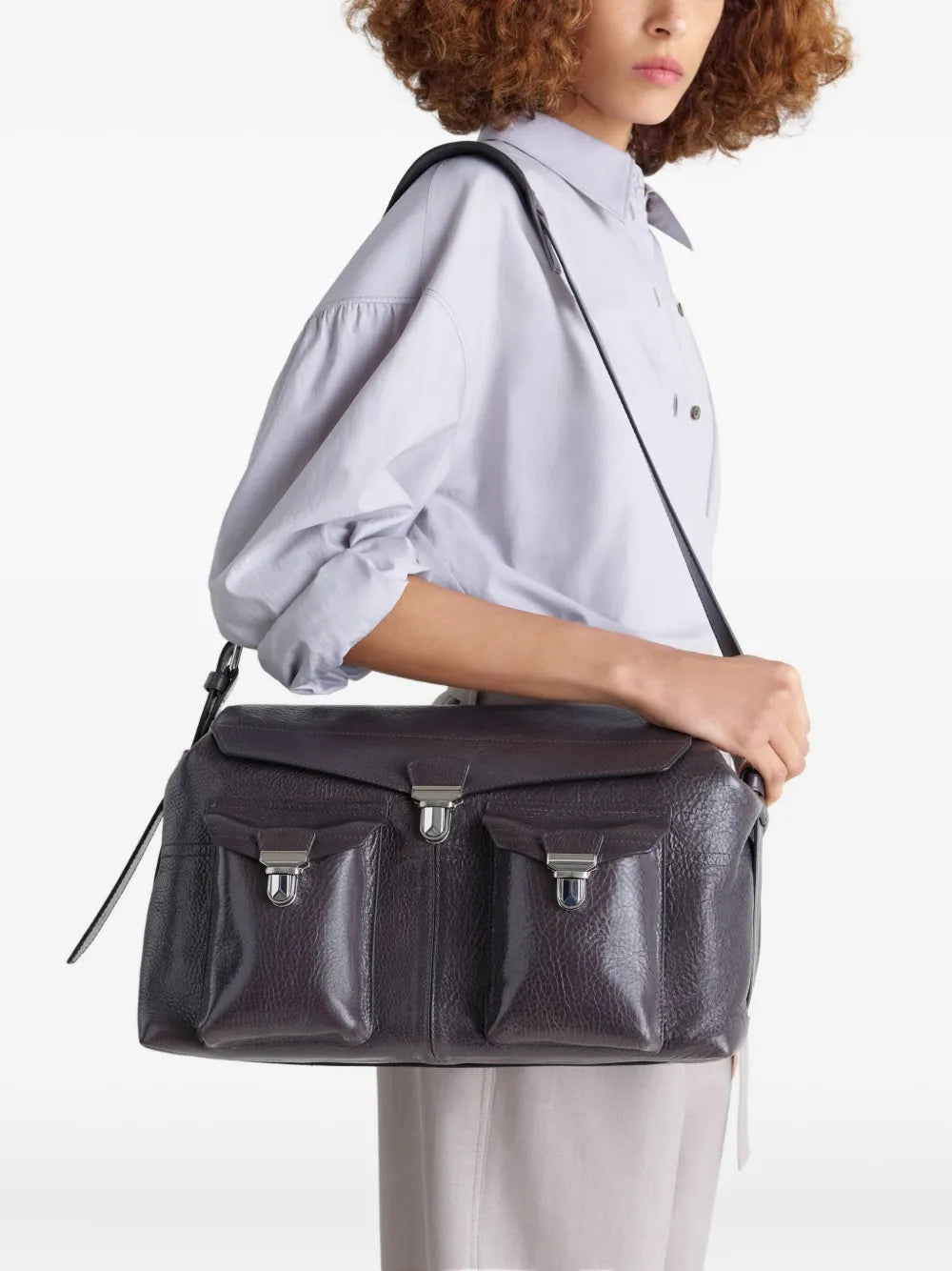 Lemaire Week End Gear Leather Shoulder Bag