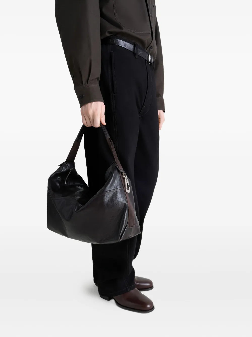 Lemaire Berlingot Leather Zip Shoulder Bag