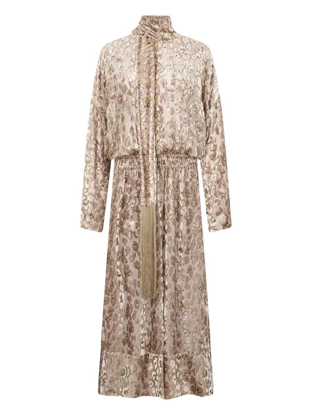 Roberto Cavalli Animal Print Tassel Maxi Day Dress